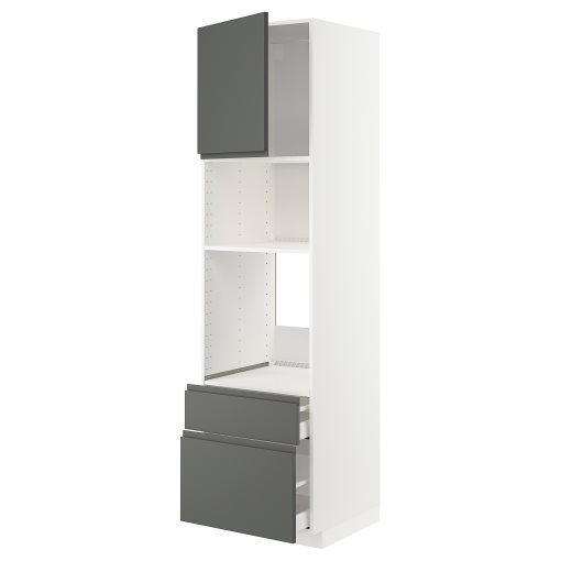 METOD, high cabinet for oven/microwave with door/2 drawers, 60x60x220 cm, 794.663.88