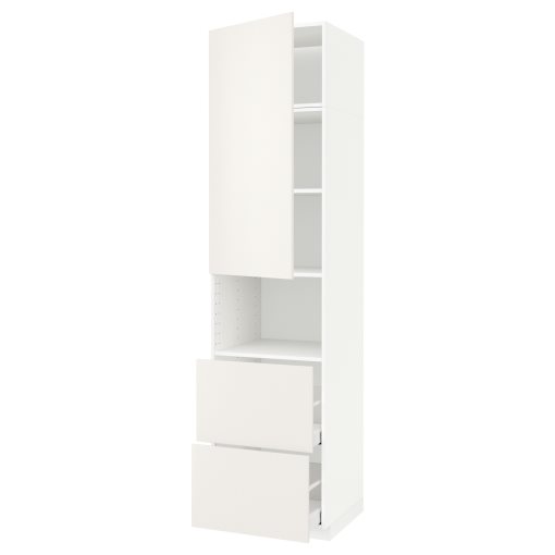 METOD, high cabinet for microwave with door/2 drawers, 60x60x240 cm, 794.680.66