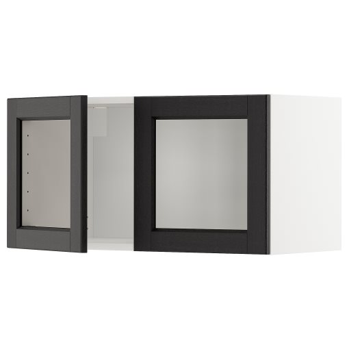 METOD, wall cabinet with 2 glass doors, 80x40 cm, 794.691.03