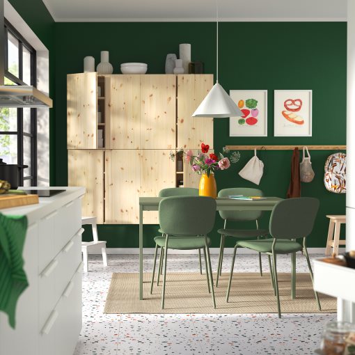VIHALS, table and 4 chairs, 120/180x74 cm, 795.899.64