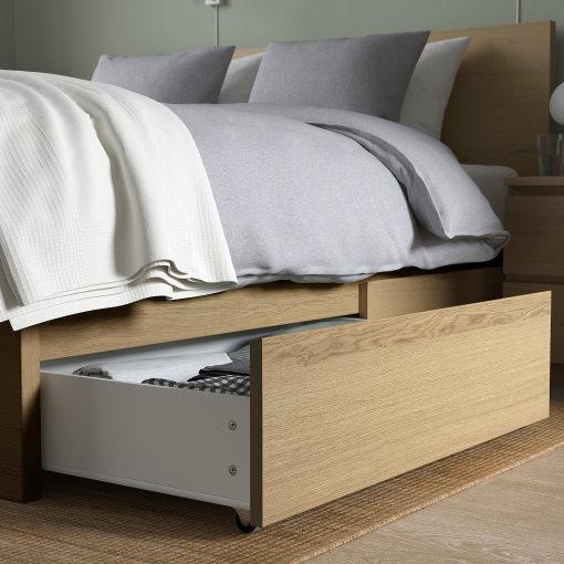 MALM, bed frame/high with 4 storage boxes, 180X200 cm, 891.751.62