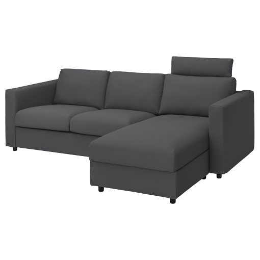 VIMLE, 3-seat sofa with chaise longue with headrest, 893.991.24