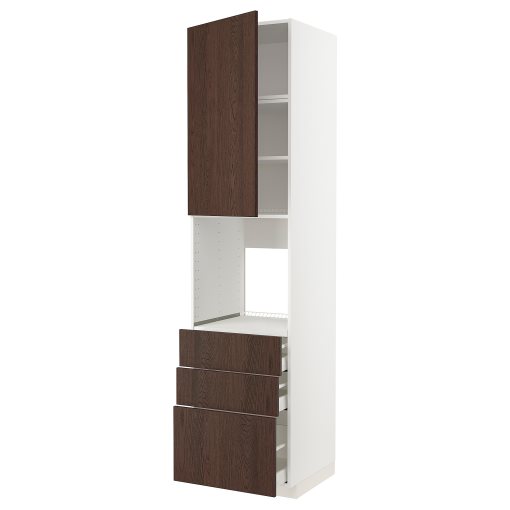 METOD, high cabinet for oven with door/3 drawers, 60x60x240 cm, 894.650.29