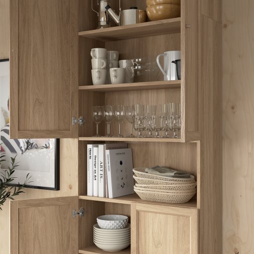 BILLY/OXBERG, bookcase with doors/height extension unit, 80x30x237 cm, 894.833.73