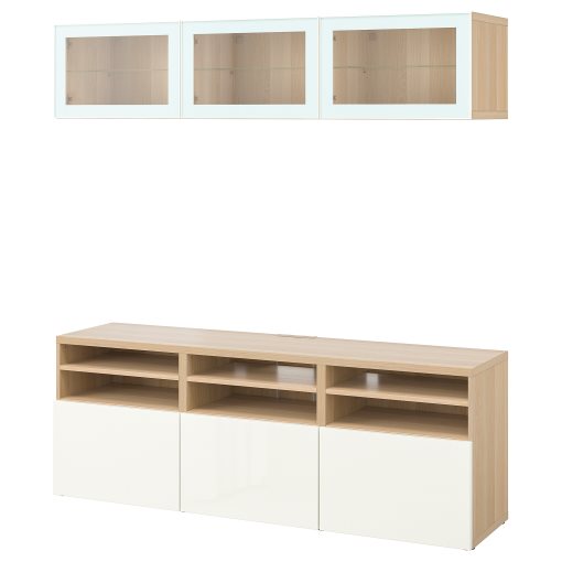 BESTÅ, TV storage combination/glass doors/drawers push open, 180x42x192 cm, 894.887.90