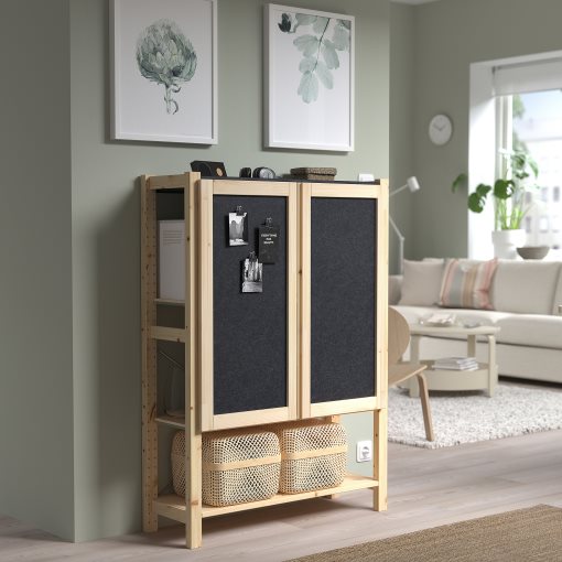 IVAR, shelving unit with doors, 89x30x124 cm, 895.078.83