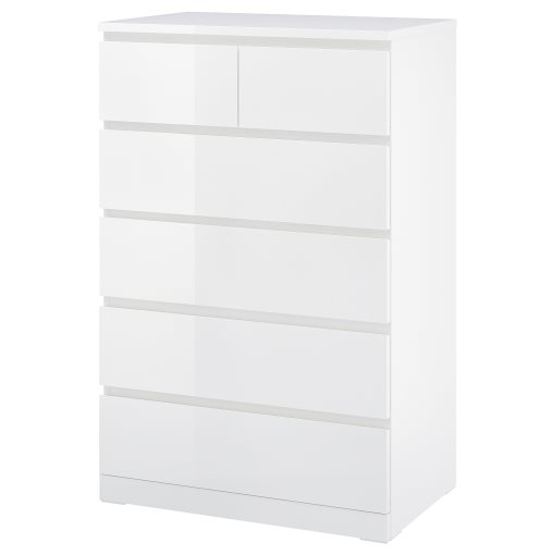 MALM, συρταριέρα με 6 συρτάρια/γυαλιστερό, 80x123 cm, 904.811.70