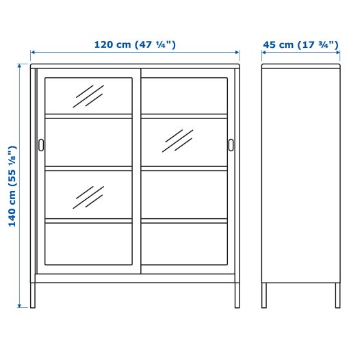 IDÅSEN, cabinet with sliding glass doors, 120x140 cm, 904.963.84