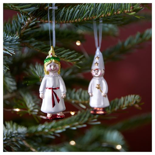 VINTERFINT, hanging decoration/Lucia procession/glass, set of 2, 905.303.83