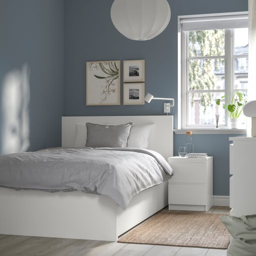 MALM, bed frame, high, with 2 storage boxes, 990.477.44