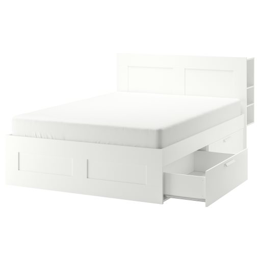 BRIMNES, bed frame with storage and headboard, 140X200 cm, 991.574.69
