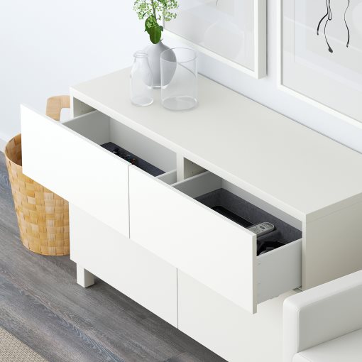 BESTÅ, storage combination with doors/drawers soft-closing, 120x42x74 cm, 991.953.05