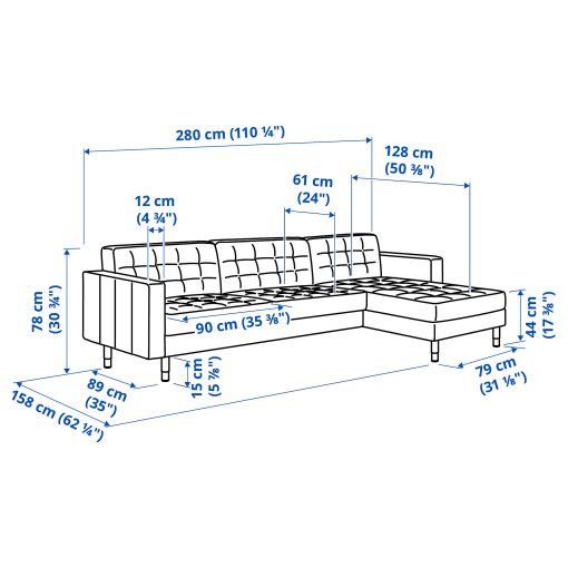 LANDSKRONA, 4-seat sofa with chaise longue, 992.704.65