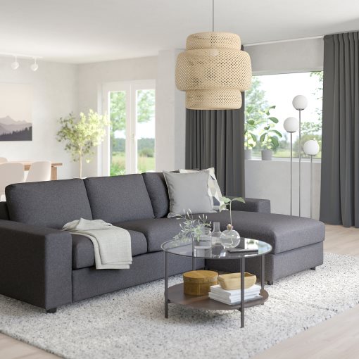VIMLE, 3-seat sofa with chaise longue with wide armrests, 994.012.92