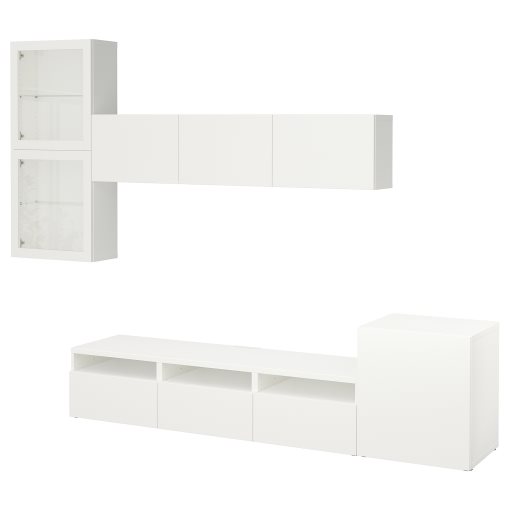 BESTÅ, TV storage combination/glass doors/drawers soft closing, 300x42x211 cm, 994.068.31