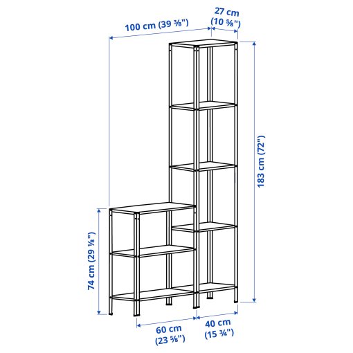 HYLLIS, shelving unit in/outdoor, 100x27x74-183 cm, 994.174.10
