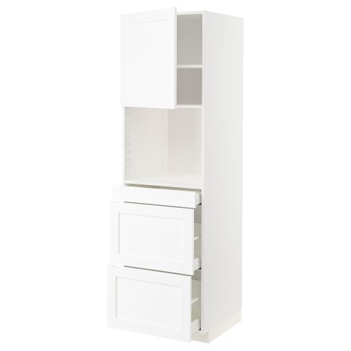 METOD, high cabinet for microwave combi with door/3 drawers, 60x60x200 cm, 994.733.59