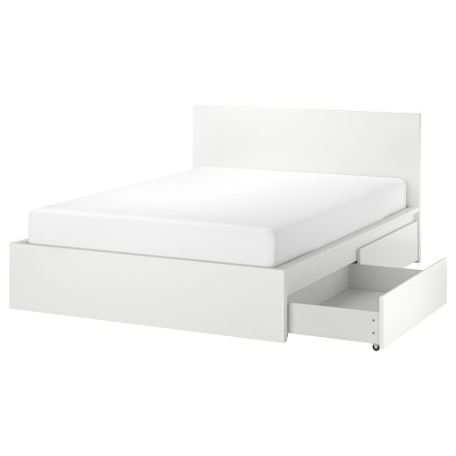 MALM, bed frame/high with 2 storage boxes, 140X200 cm, 091.761.65
