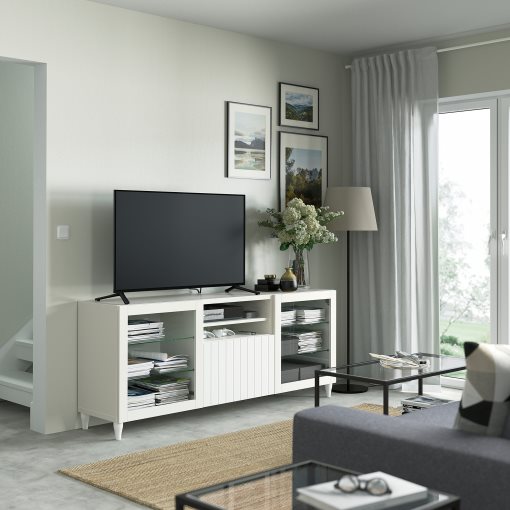 BESTÅ, TV bench with doors/drawer soft closing, 180x42x74 cm, 093.845.55