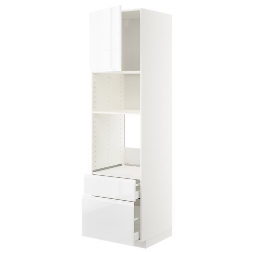METOD, high cabinet for oven/microwave with door/2 drawers, 60x60x220 cm, 094.668.48
