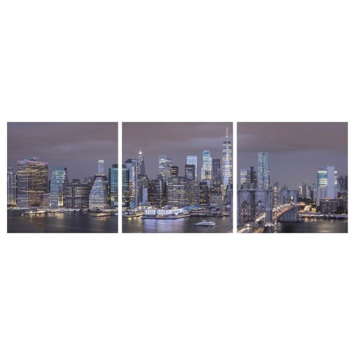 PJÄTTERYD, picture/faded nights/3 pack, 56x56 cm, 105.680.92