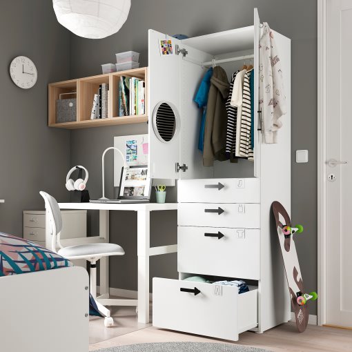 SMASTAD/PLATSA, wardrobe with 4 drawers, 60x57x181 cm, 194.309.05