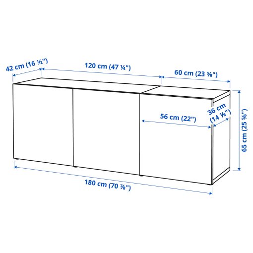 BESTÅ, storage combination with doors, 180x42x65 cm, 194.888.21