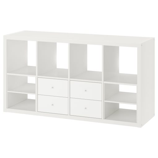 KALLAX, shelving unit with 4 drawers/2 shelf inserts, 147x77 cm, 195.528.93