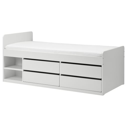 SLÄKT, bed frame with storage+slatted bedbase, 292.919.56
