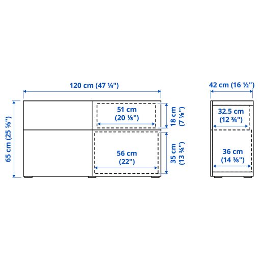 BESTÅ, storage combination with doors/drawers soft-closing, 120x42x65 cm, 293.246.26