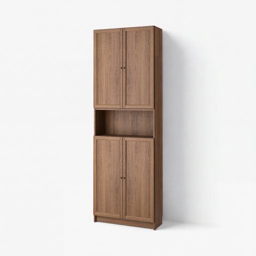 BILLY/OXBERG, bookcase with doors/height extension unit, 80x30x237 cm, 294.833.71