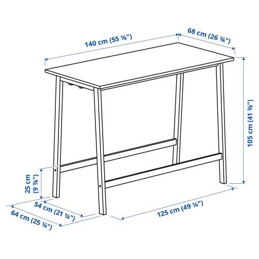 MITTZON, conference table, 140x68x105 cm, 295.146.50