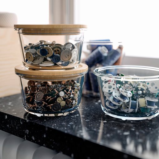 IKEA 365+, δοχείο αποθήκευσης τροφίμων στρογγυλό/γυαλί, 600 ml, 303.591.96