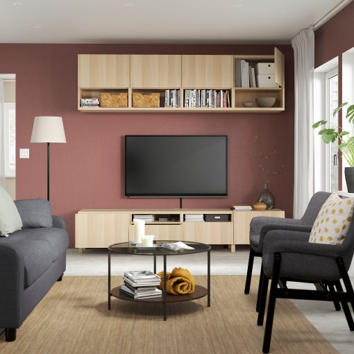 BESTÅ, TV storage combination/doors/drawers push open, 240x42x230 cm, 394.119.58