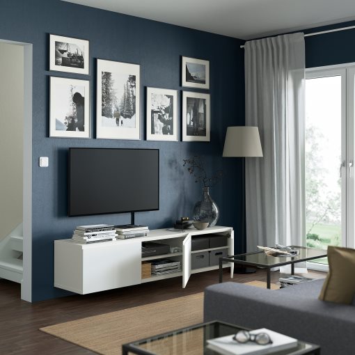 BESTÅ, TV bench with doors, 180x42x38 cm, 394.222.16