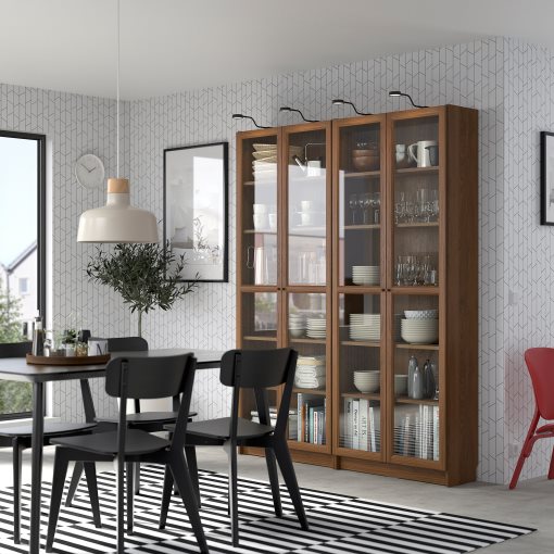 BILLY/OXBERG, bookcase combination with glass doors, 160x202 cm, 394.835.30