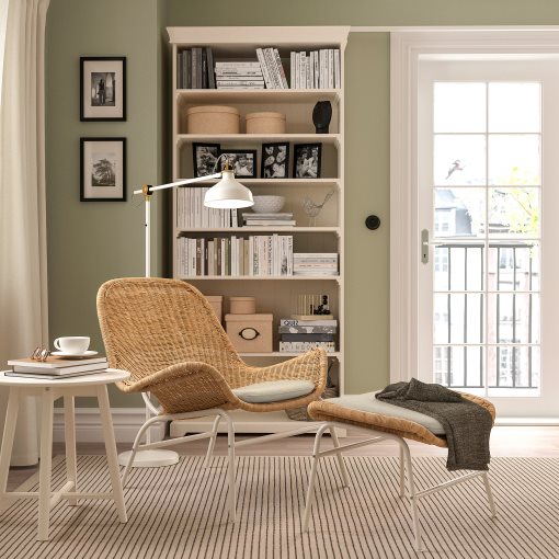 FRYKSAS, armchair and footstool/rattan, 395.631.69