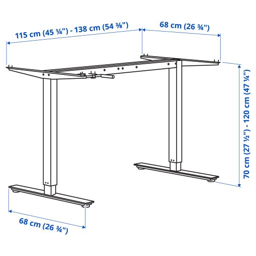 TROTTEN, underframe sit/stand for table top, 120/160 cm, 405.073.42