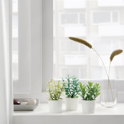 FEJKA, artificial potted plant with pot in/outdoor/herbs/ set of 3, 5 cm, 405.084.07