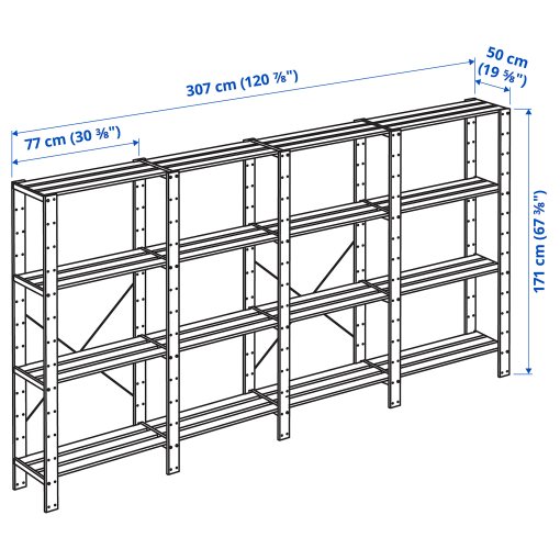 HEJNE, 4 sections/shelves, 490.469.78