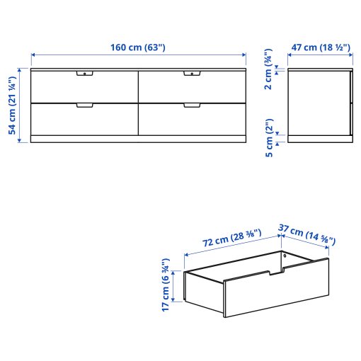 NORDLI, συρταριέρα με 4 συρτάρια, 160X54 cm, 492.394.96