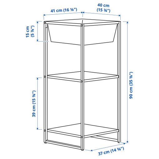 JOSTEIN, shelving unit with container/in/outdoor/metal, 41x40x90 cm, 494.371.75