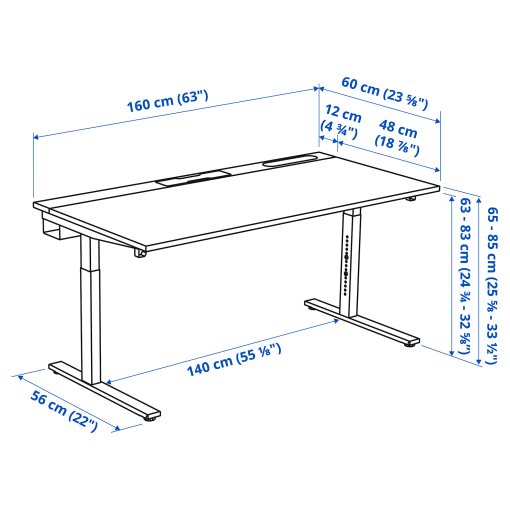 MITTZON, desk, 160x60 cm, 495.290.14