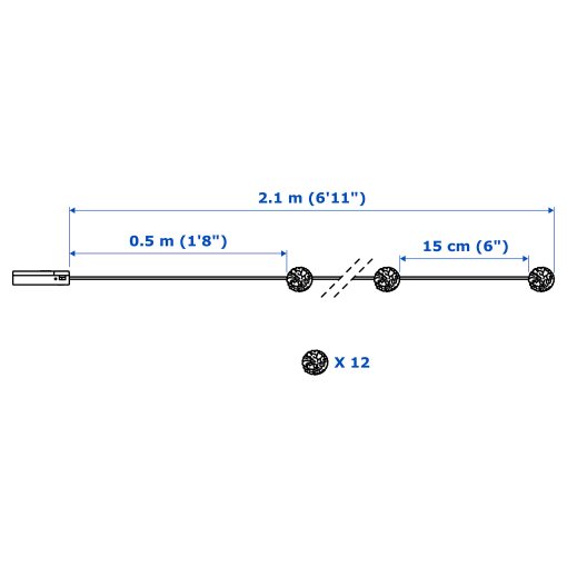 LIVSÅR, LED lighting chain with 12 lights indoor/battery-operated, 504.213.57
