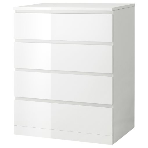 MALM, chest of 4 drawers/high-gloss, 80x100 cm, 504.240.54