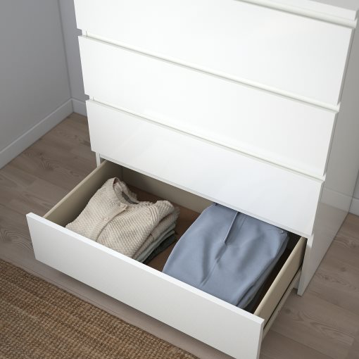 MALM, chest of 4 drawers/high-gloss, 80x100 cm, 504.240.54