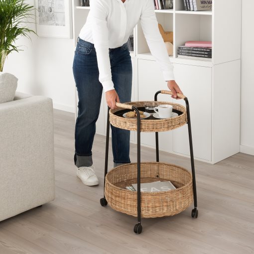 LUBBAN, trolley table with storage, rattan, 504.343.07