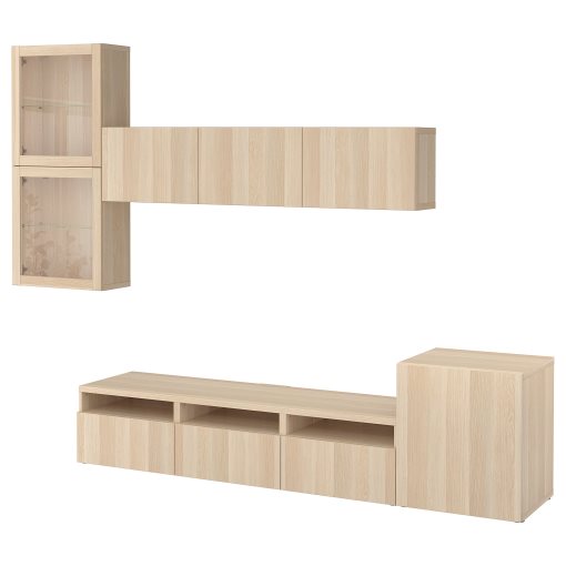 BESTÅ, TV storage combination/glass doors/drawers soft closing, 300x42x211 cm, 594.068.33