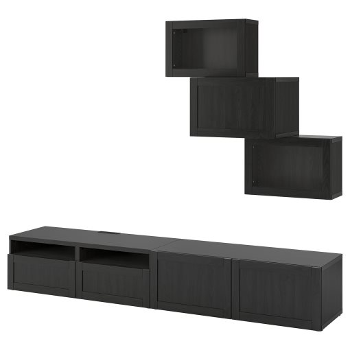 BESTÅ, TV storage combination/glass doors/drawers soft closing, 240x42x190 cm, 594.113.11