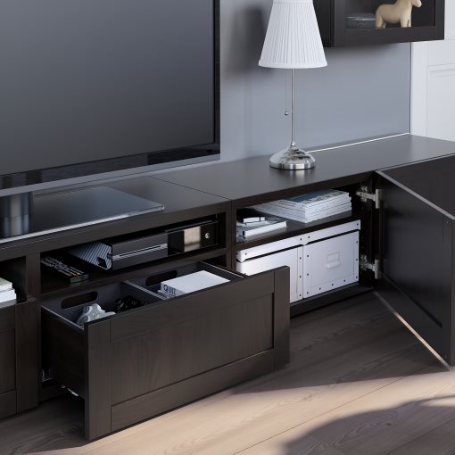 BESTÅ, TV storage combination/glass doors/drawers soft closing, 240x42x190 cm, 594.113.11